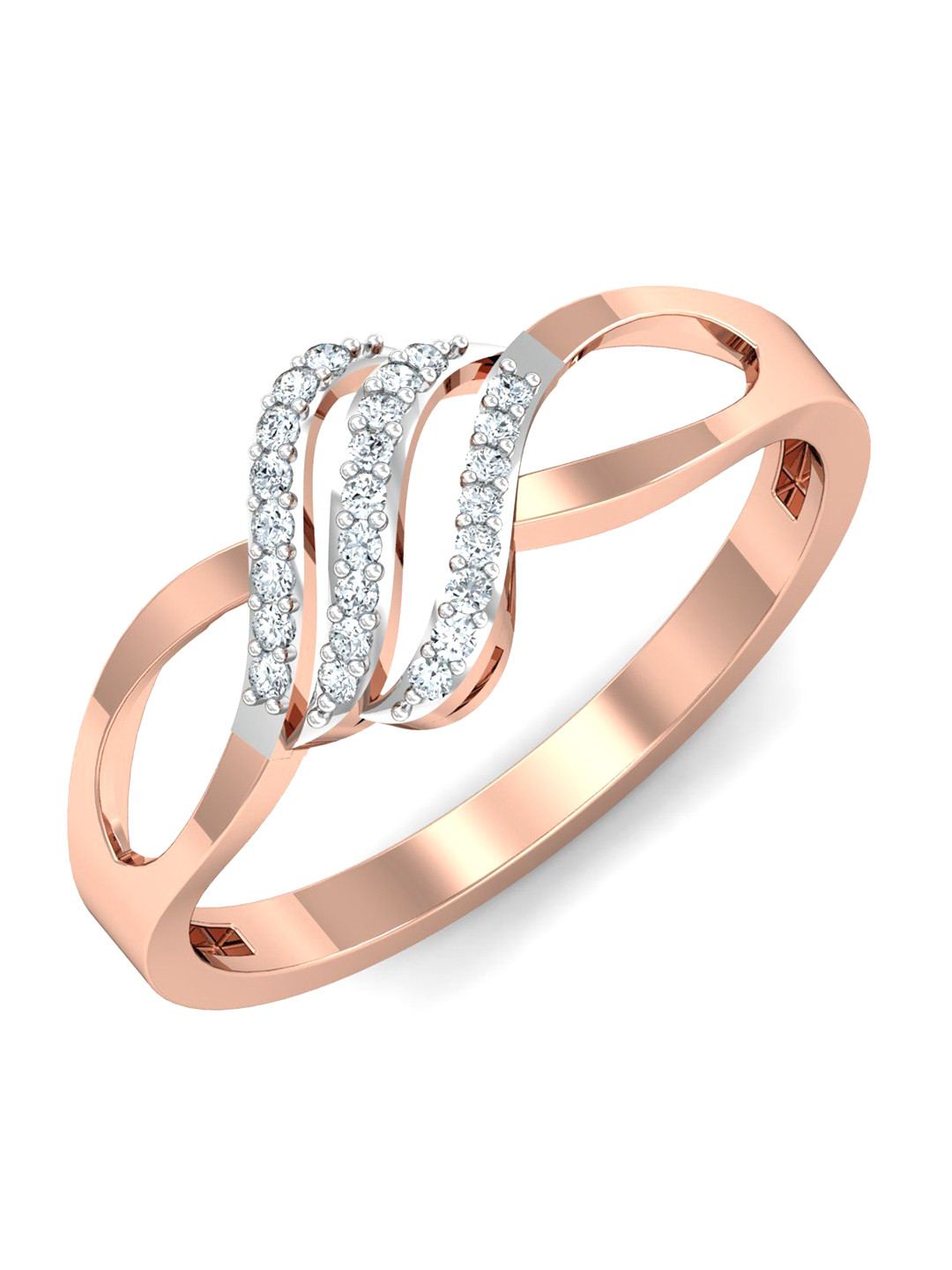 KUBERBOX Shivri 18KT Rose Gold Diamond Studded Ring-2.08gm
