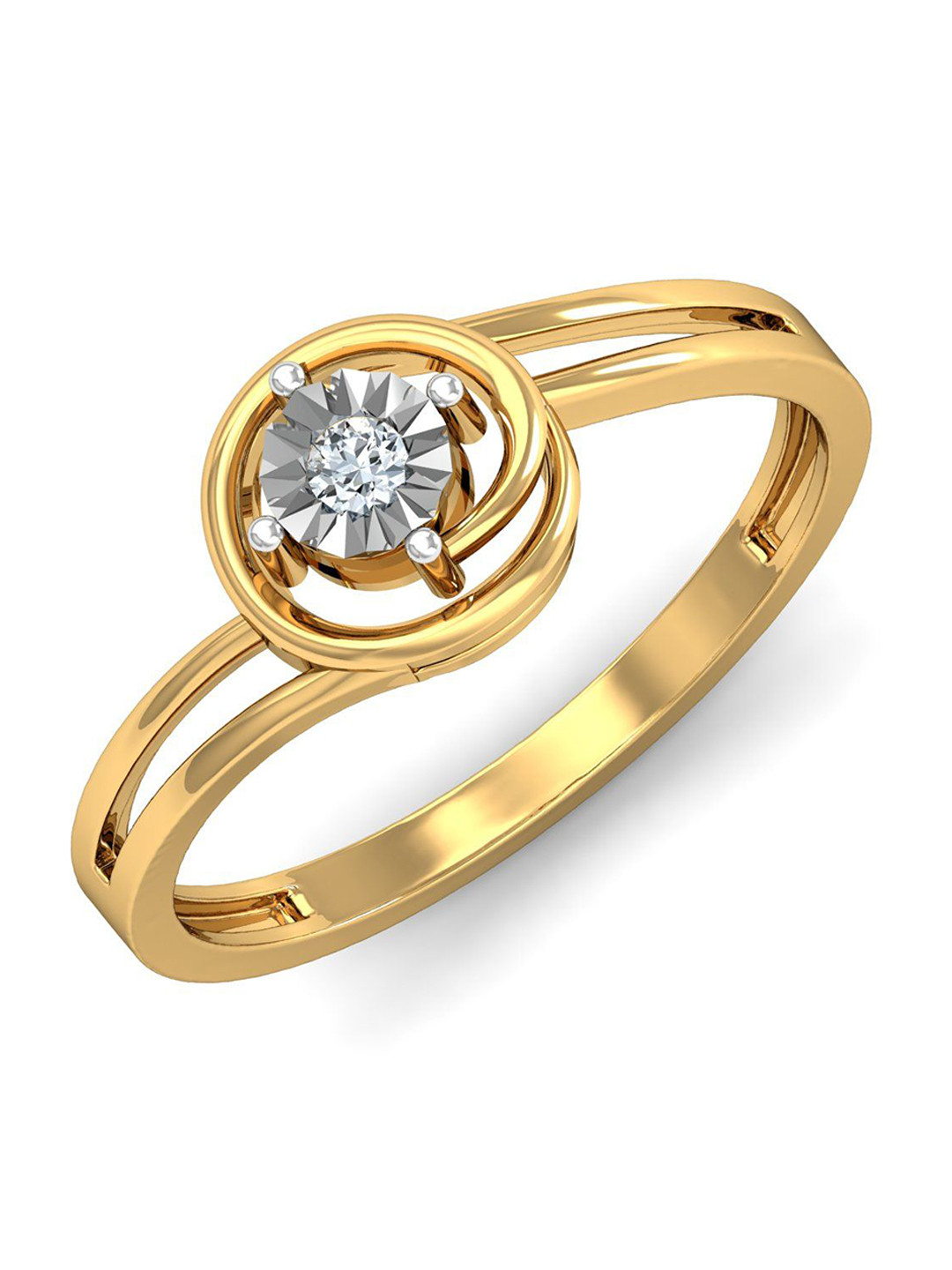 KUBERBOX Nain Miracle 18KT Gold Diamond-Studded Ring-1.84gm