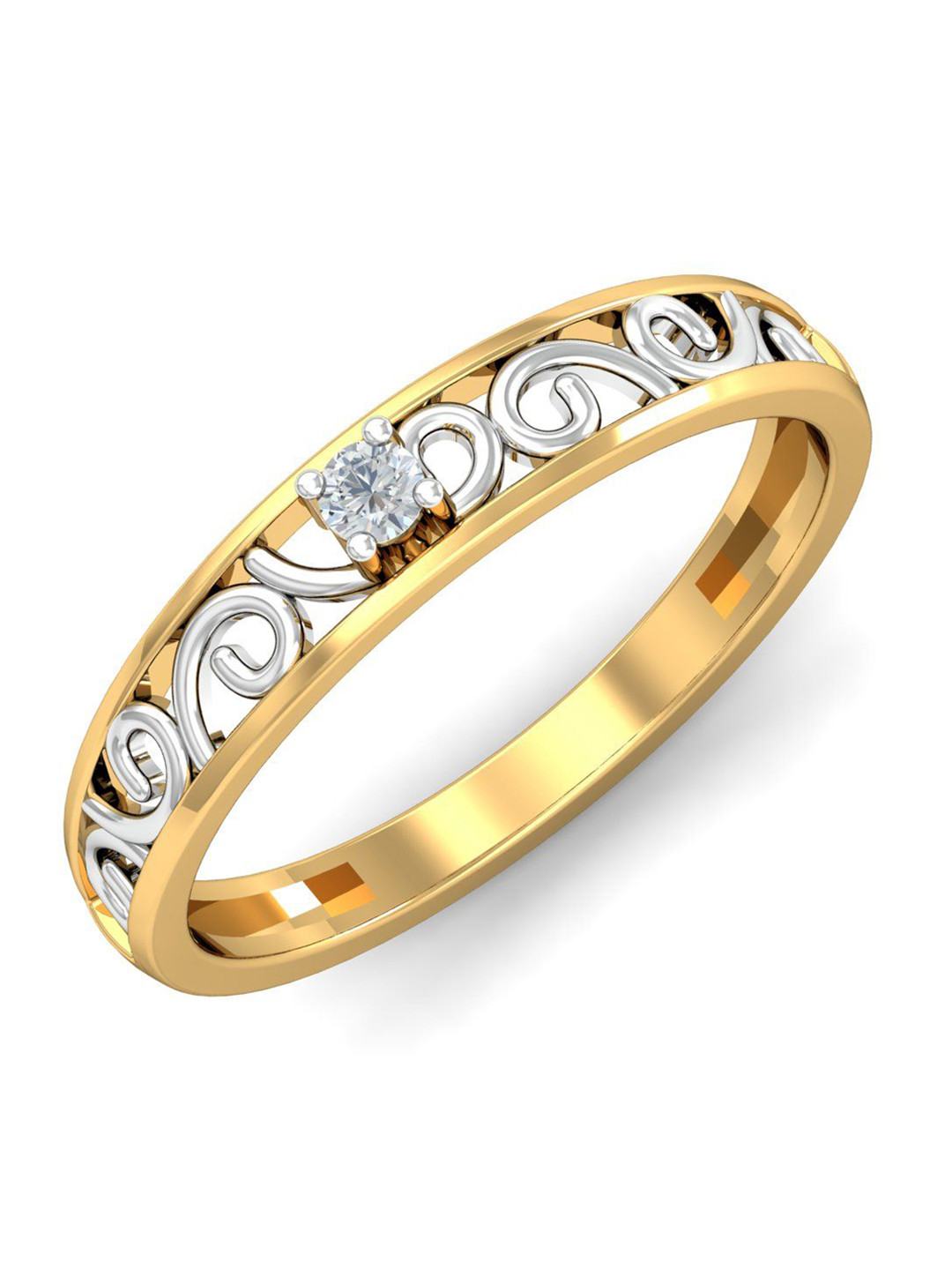 KUBERBOX Stella Filigree 18KT Gold Diamond Studded Ring-1.71gm