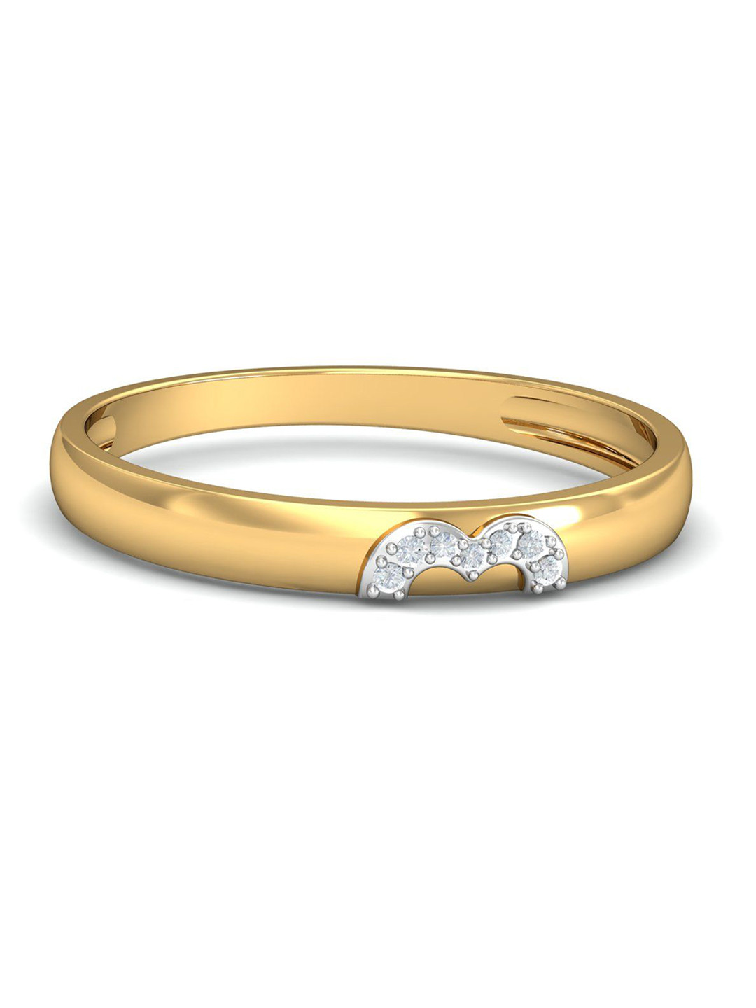 KUBERBOX Couple Band for Her 18KT Gold Diamond Studded Finger Ring-1.53gm