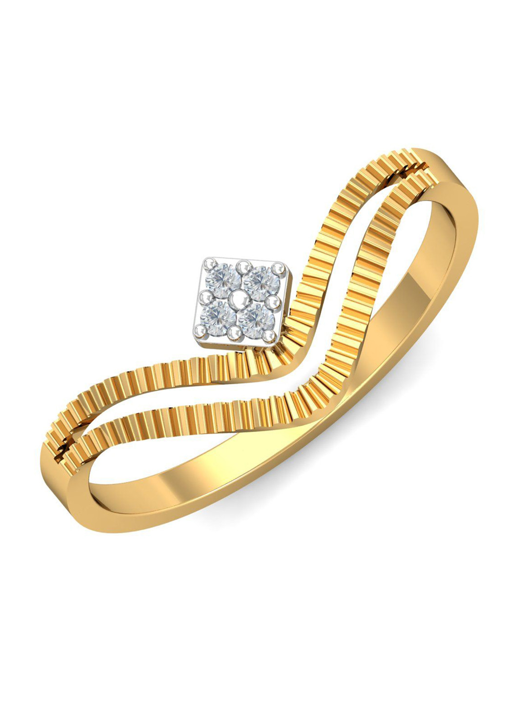 KUBERBOX Apolline 18KT Gold Diamond-Studded Ring -1.65gm