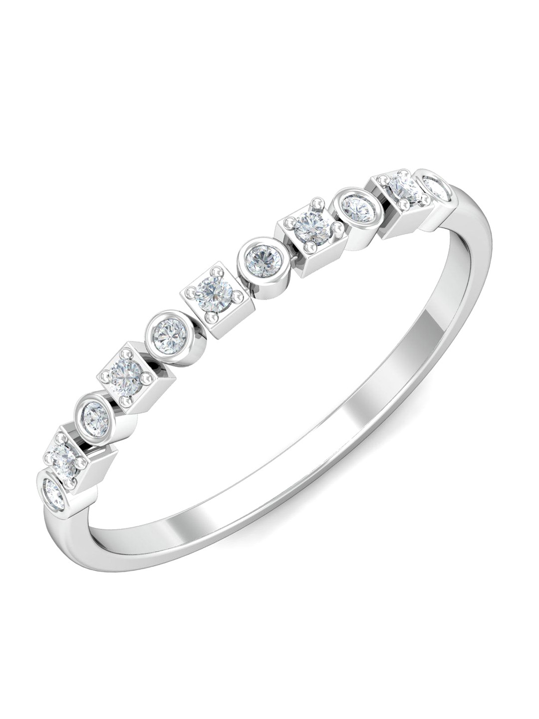 KUBERBOX Lyaksandra 18KT White Gold Diamond Studded Ring-1.41gm