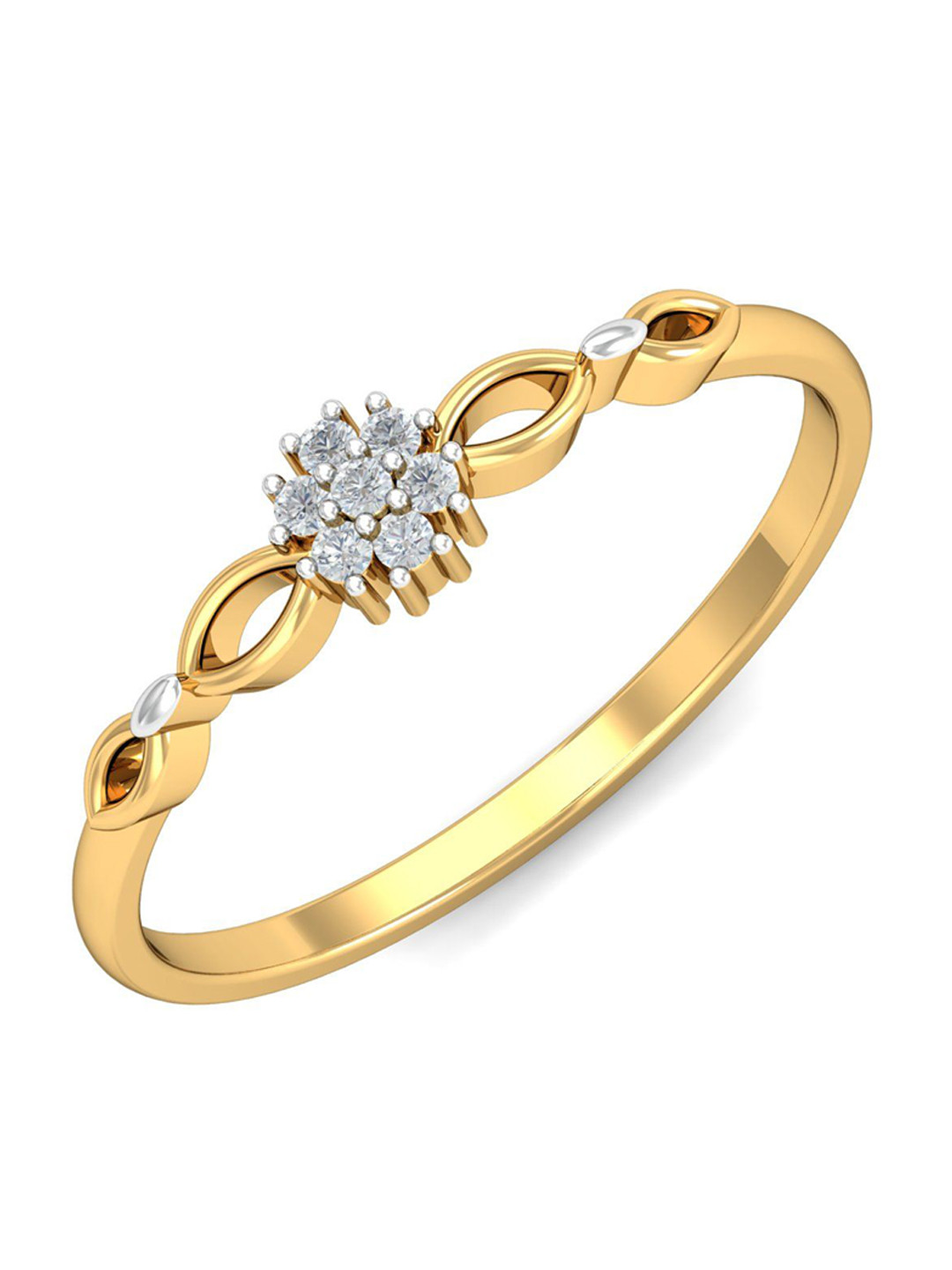 KUBERBOX Lekan Cluster 18KT Gold Diamond-Studded Ring-1.55 gm