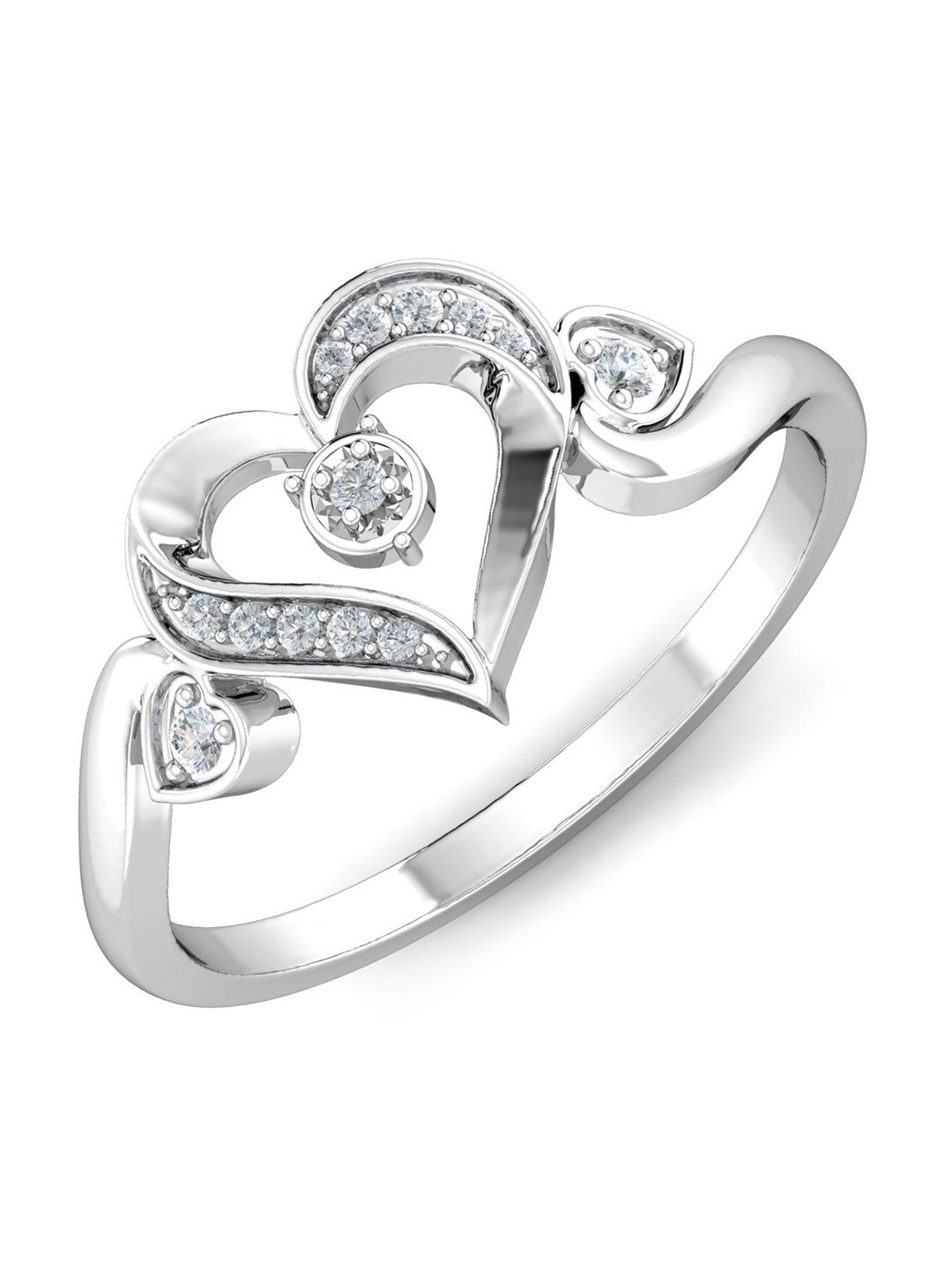 KUBERBOX Iva Love 18KT White Gold Diamond-Studded Ring - 2.0 gm