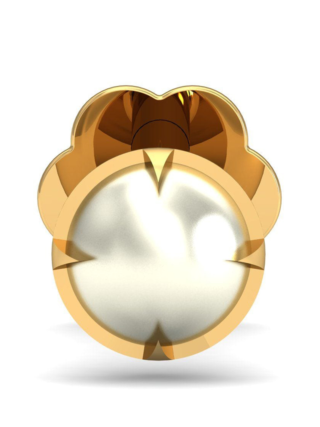 KUBERBOX 18KT Gold Ashen Round Pearl Nose Stud-0.45gm