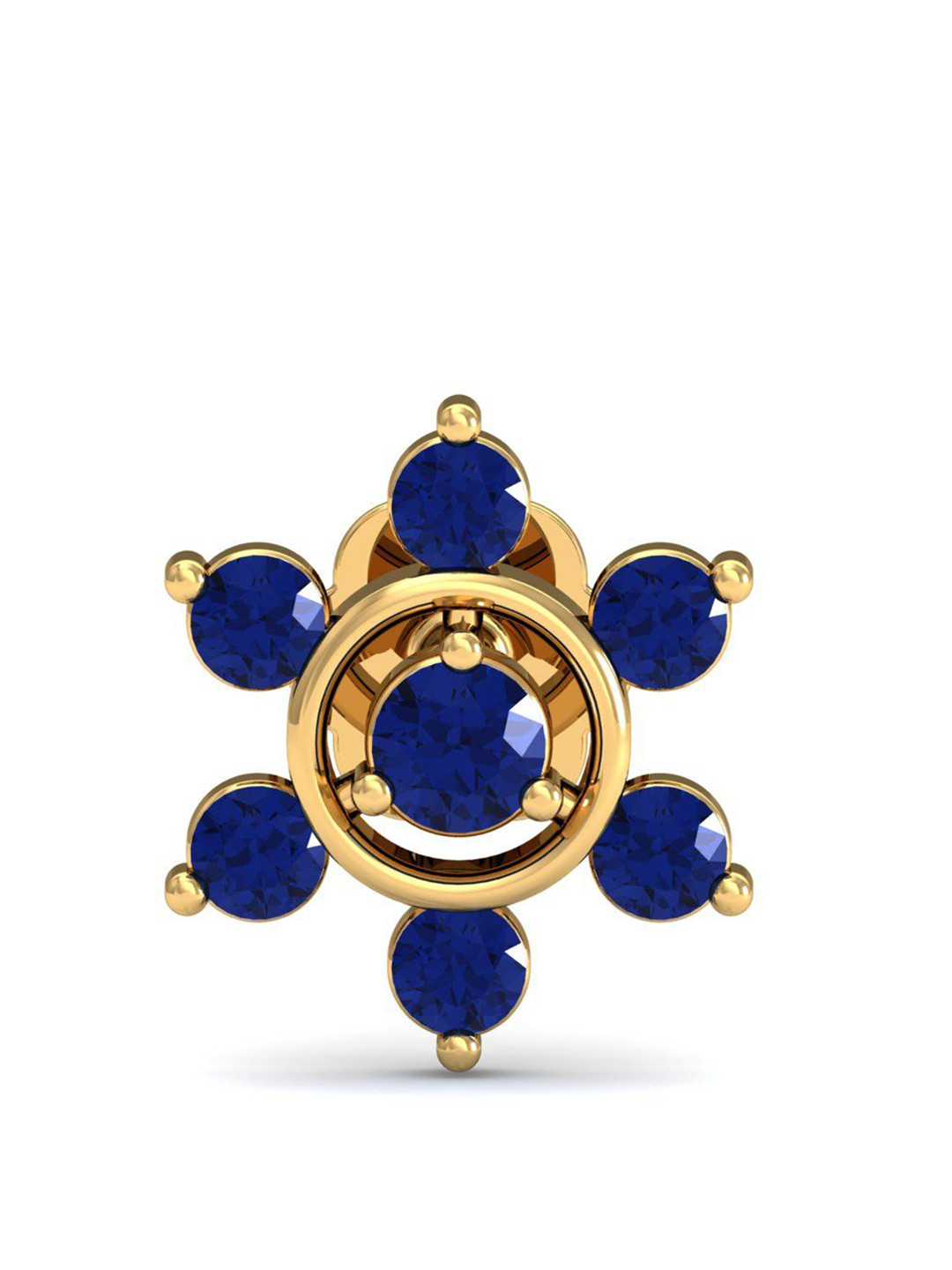 KUBERBOX Regina 18KT Gold Sapphire Nosepin- 0.44 gm