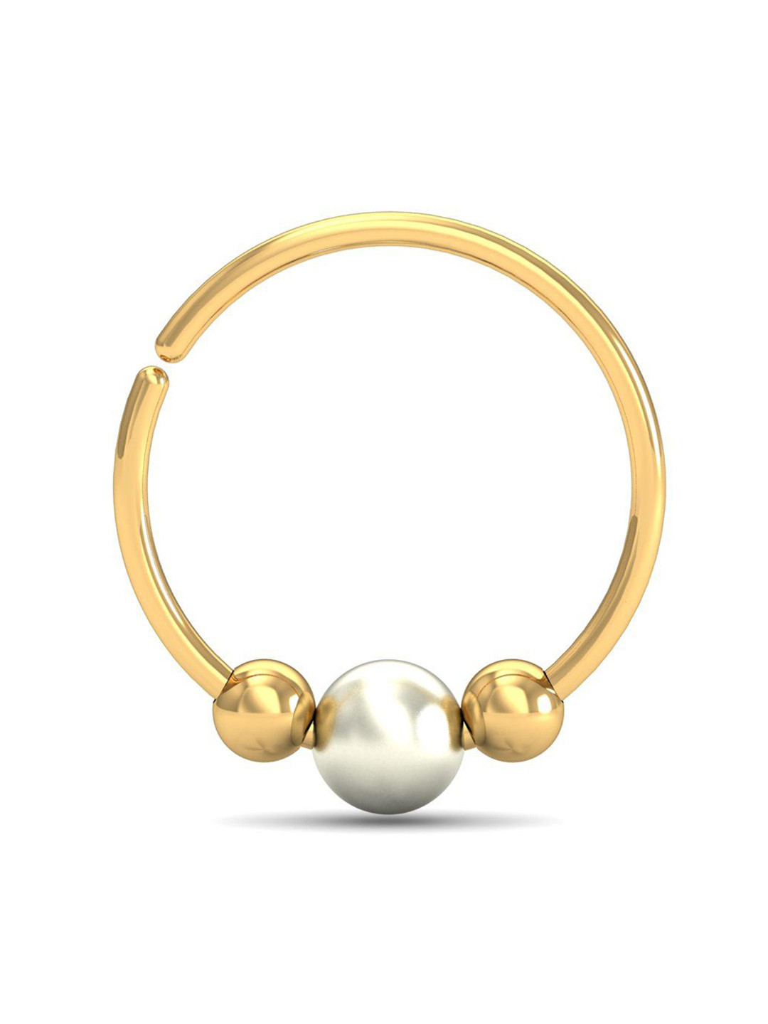 KUBERBOX 18KT Gold & Pearl Nose Ring  -0.51gm