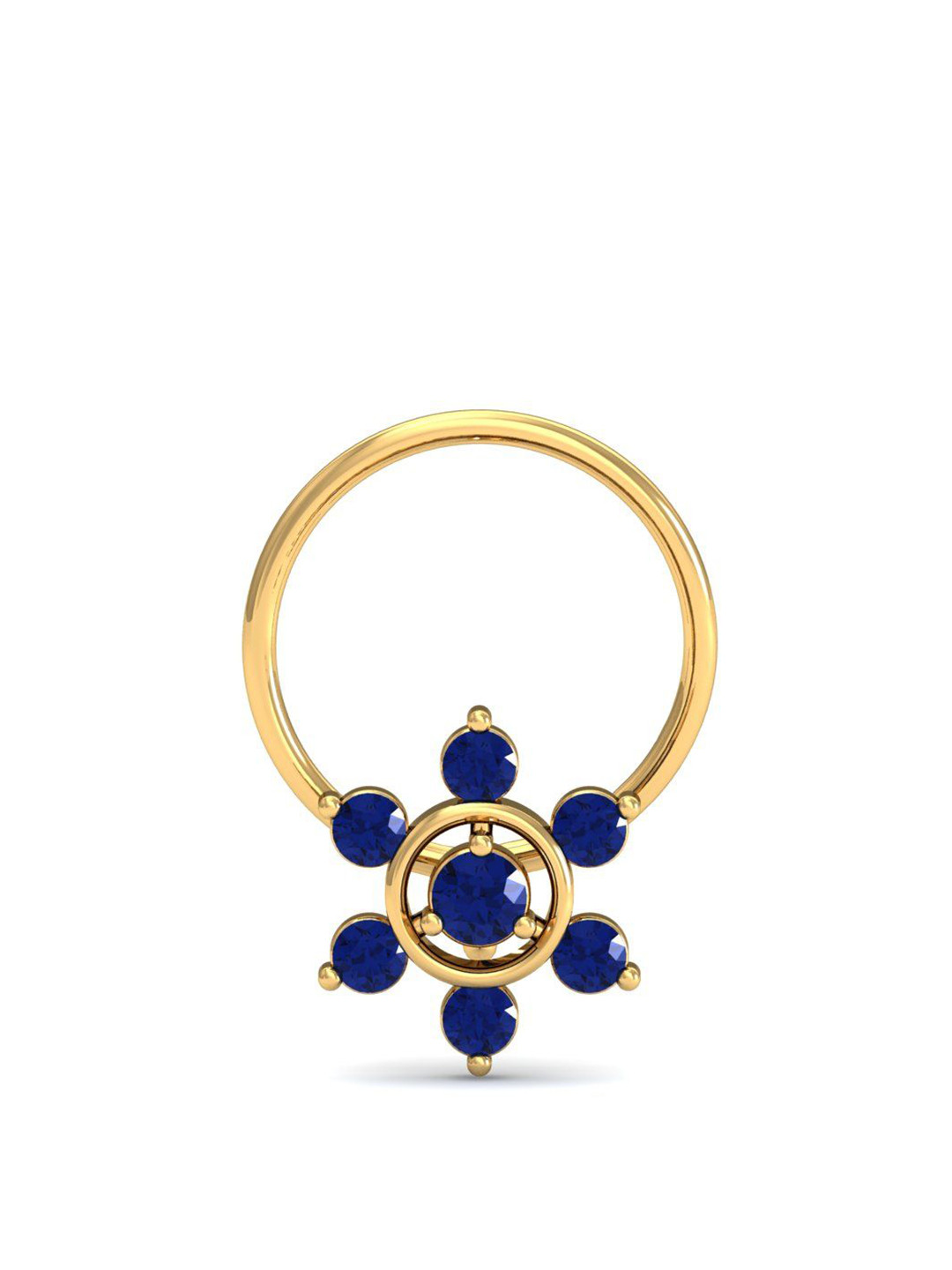 KUBERBOX Regina 18KT Gold Sapphire Studded Nose Pin-0.44gm