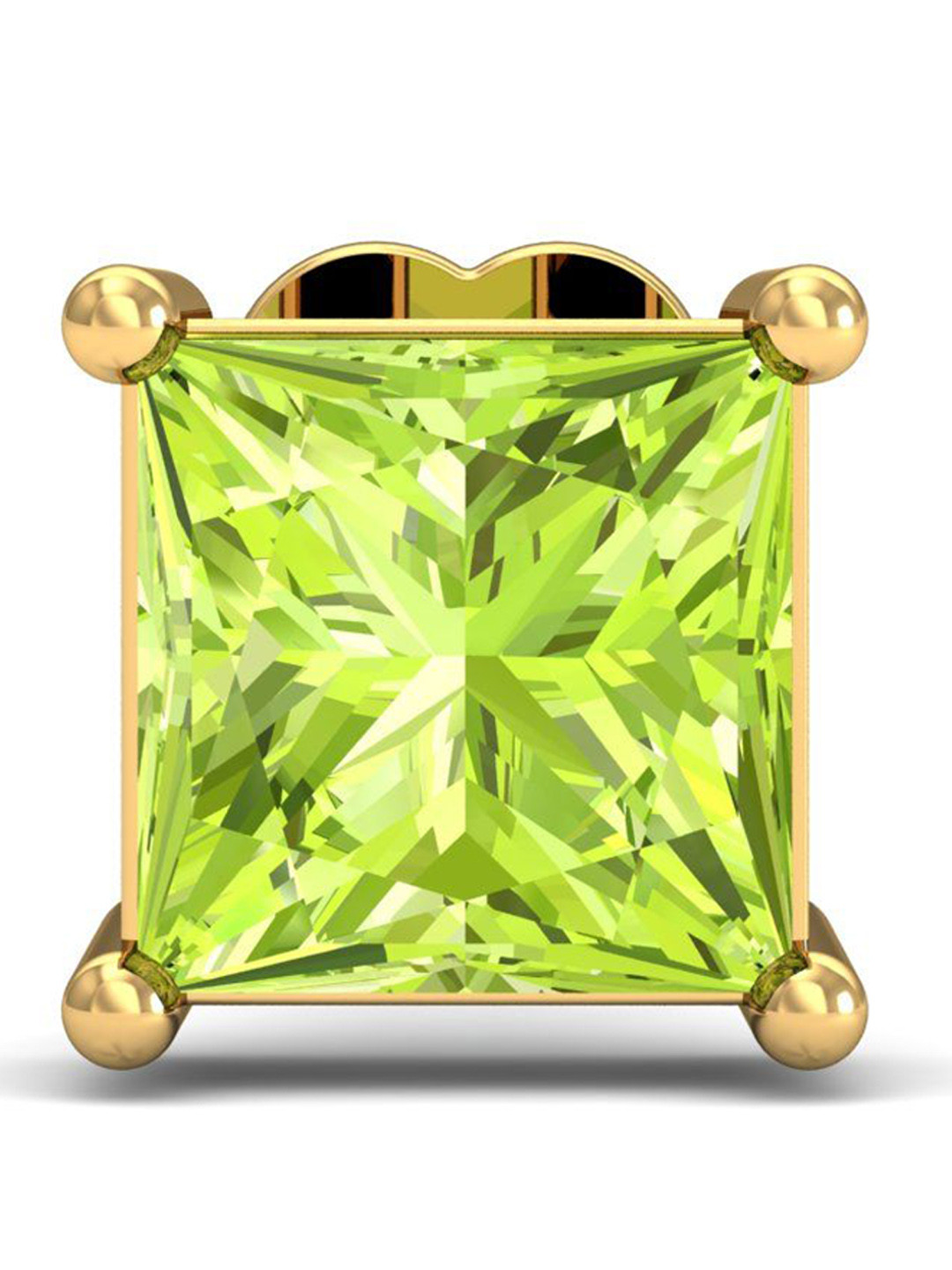 KUBERBOX  Tiny Square 18KT Gold Peridot Nose Stud-0.36gm