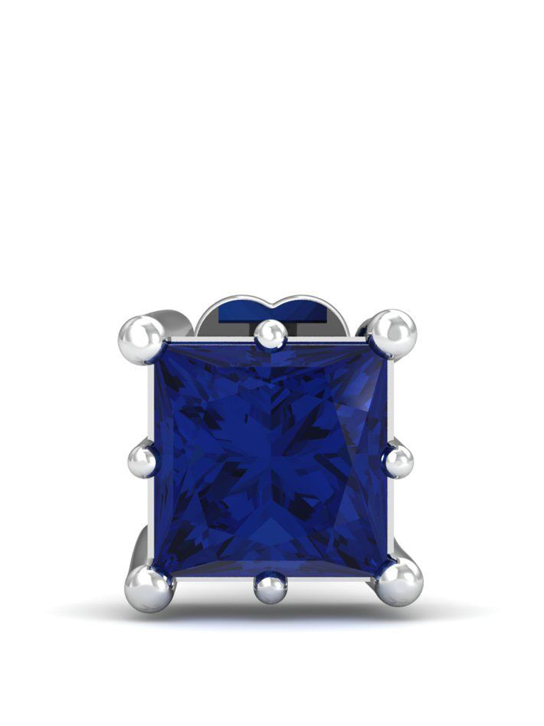 KUBERBOX Parzva 18KT White Gold & Sapphire Nose Pin-0.58 gm