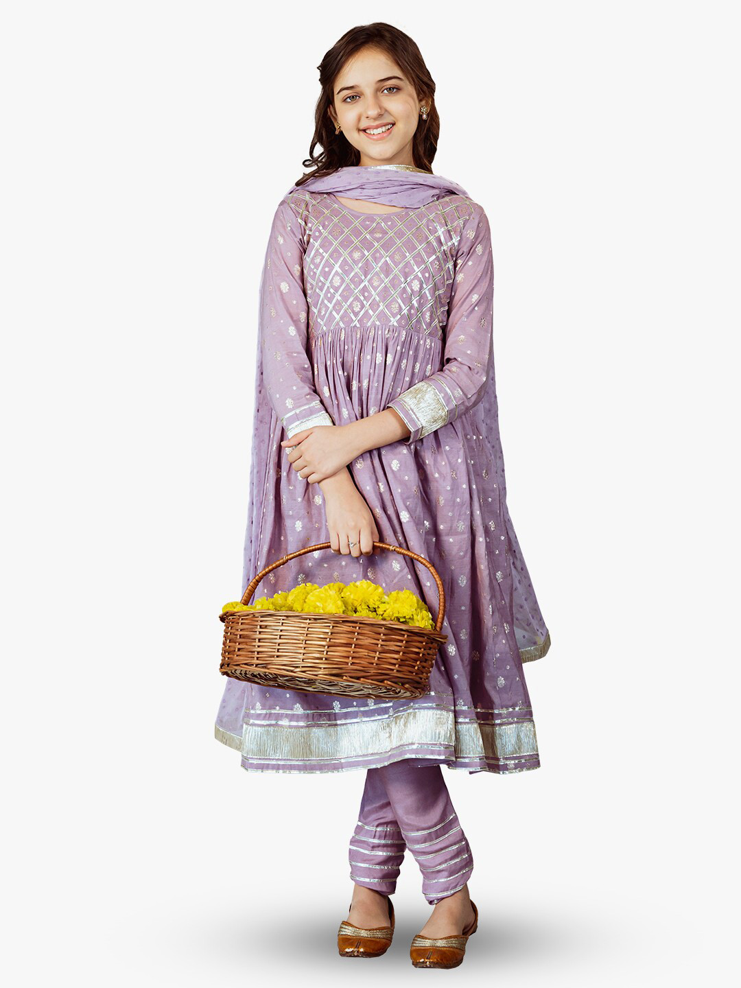 Jilmil Geometric Printed Gotta Patti Anarkali Kurta With Pyjama And Dupatta
