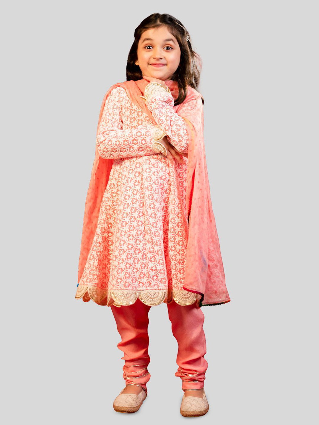 Jilmil Embroidered Anarkali Kurta With Churidar & Dupatta