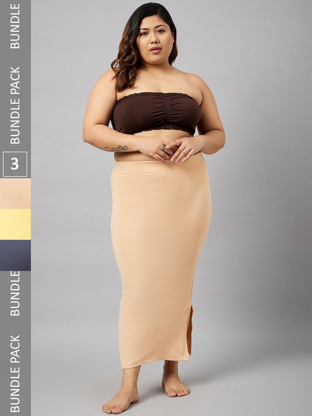 Curves By ZeroKaata Pack Of 3 Plus Size Seamless Saree Shapewear Petticoat