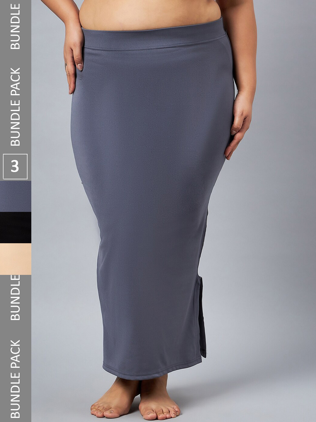 Curves By ZeroKaata Pack Of 3 Plus Size Seamless Saree Shapewear Petticoat