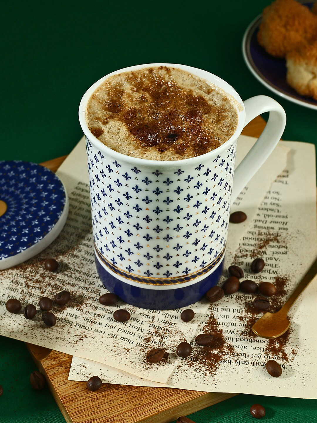 Wonderchef Ribbed White Ethnic Motifs Bone China Handmade Mug-329ml