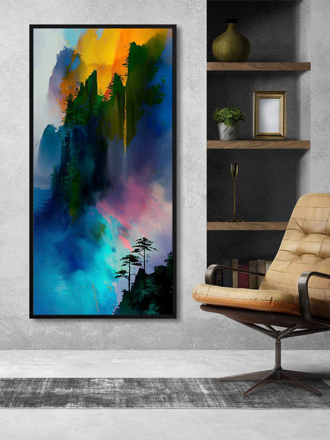 999Store Blue Mountain Sky Painted Wall Art