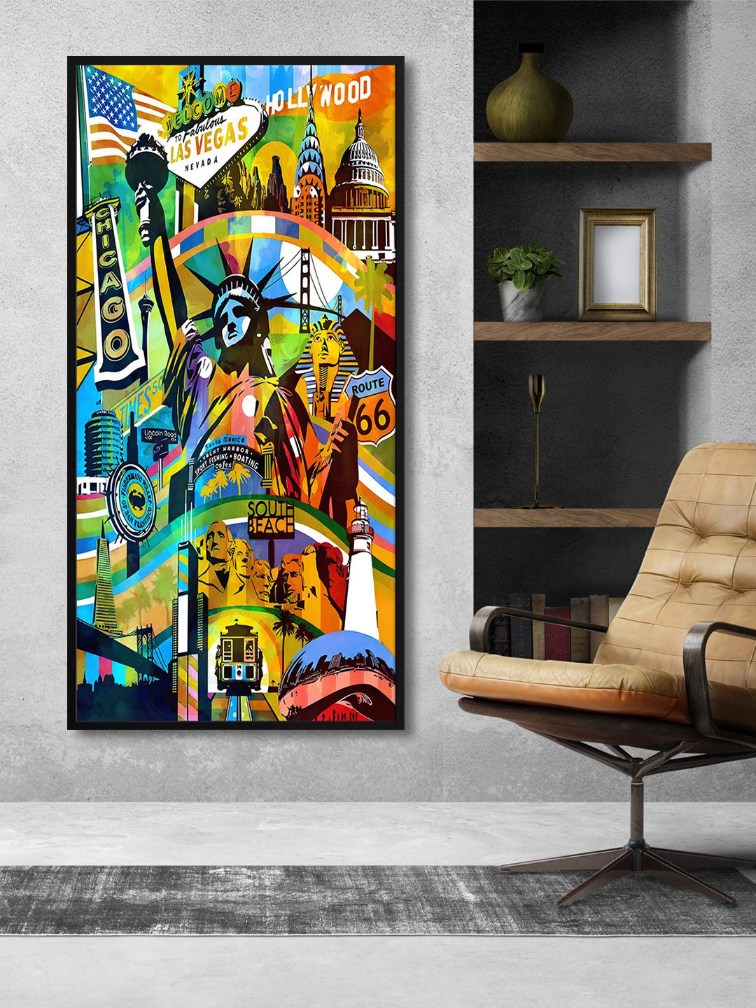 999Store Blue & Orange The Usa Pop Art Modern Art Painting Wall Art