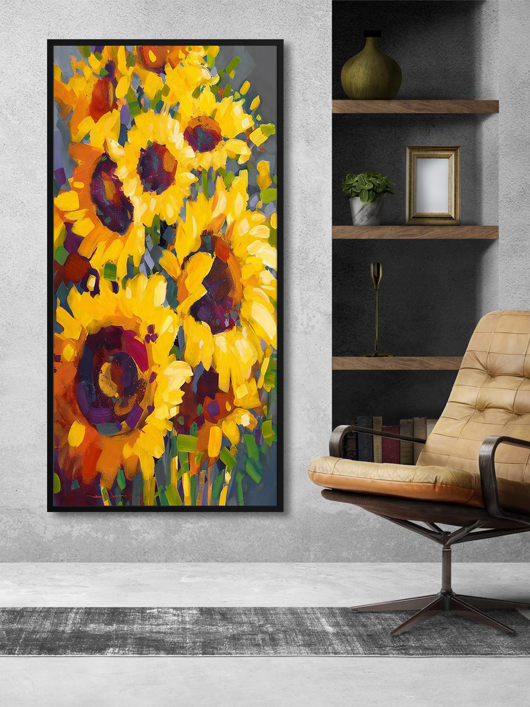 999Store Yellow & Green Sunflower Printed Framed Canvas Wall Art