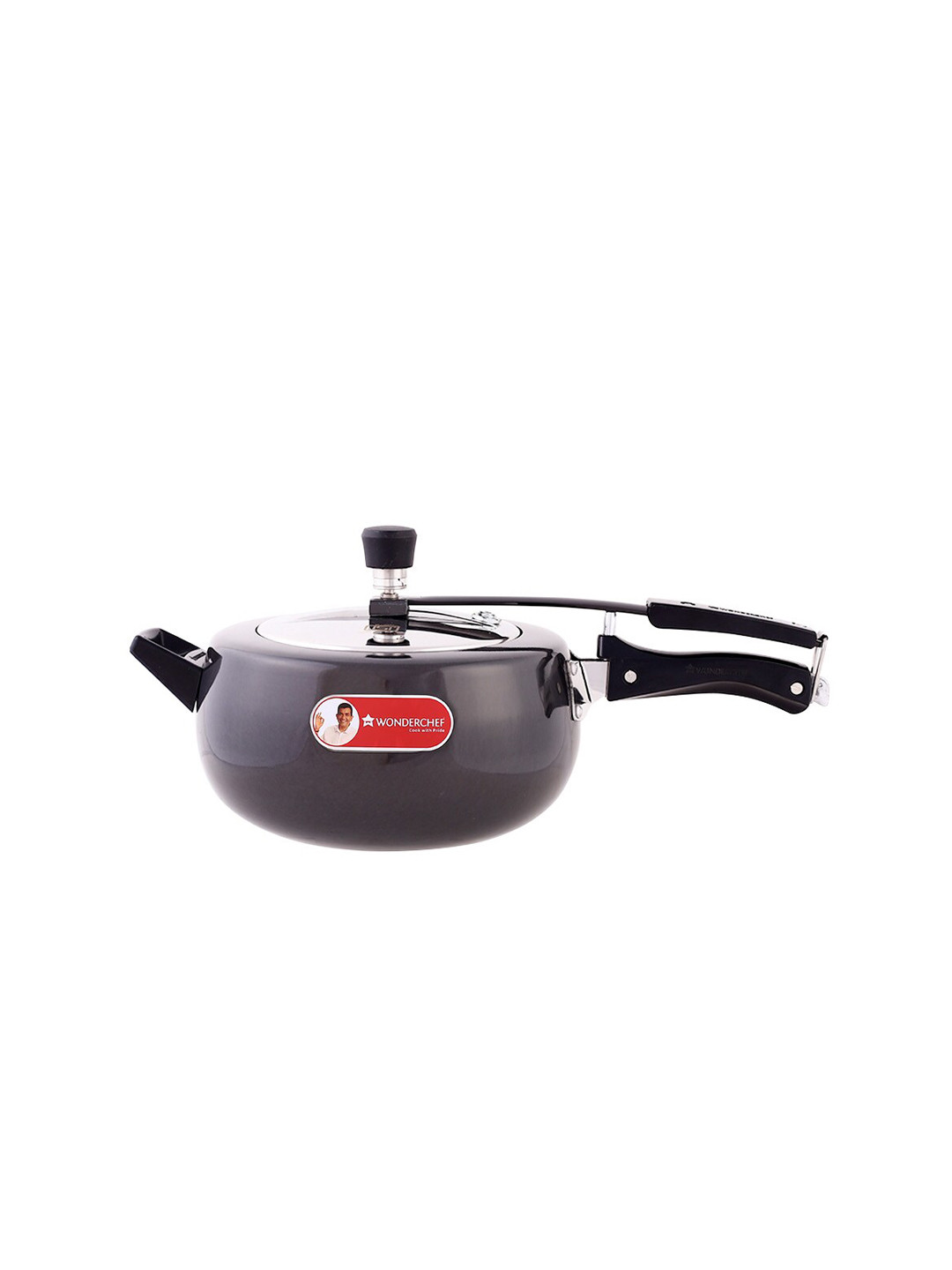 Wonderchef Taurus Black Aluminium Dishwasher Safe Induction Inner Lid Hard Anodized Pressure Cooker-5 L