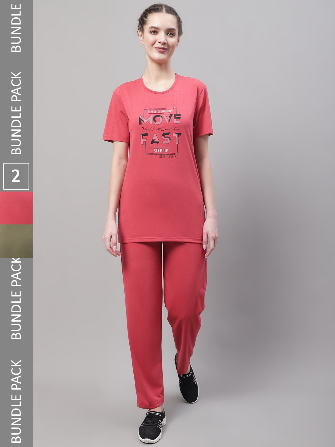 MACK JONNEY Pack Of 2 Typography Printed Cotton Co-Ords