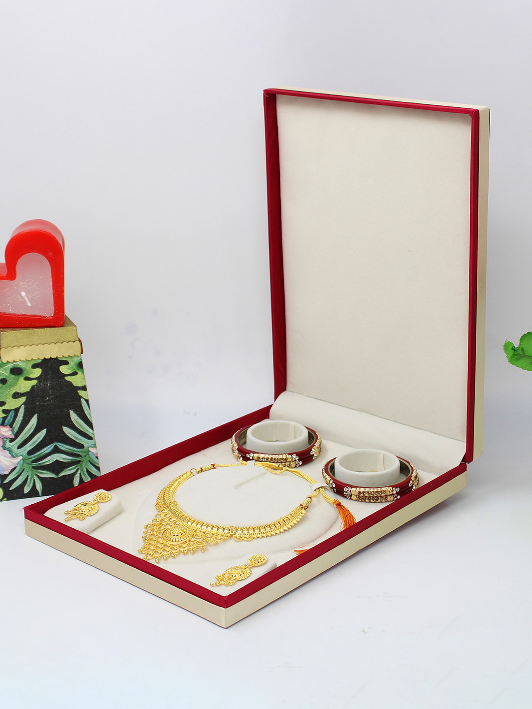 atorakushon Maroon 2 Pieces Necklace Box Jewellery Organisers