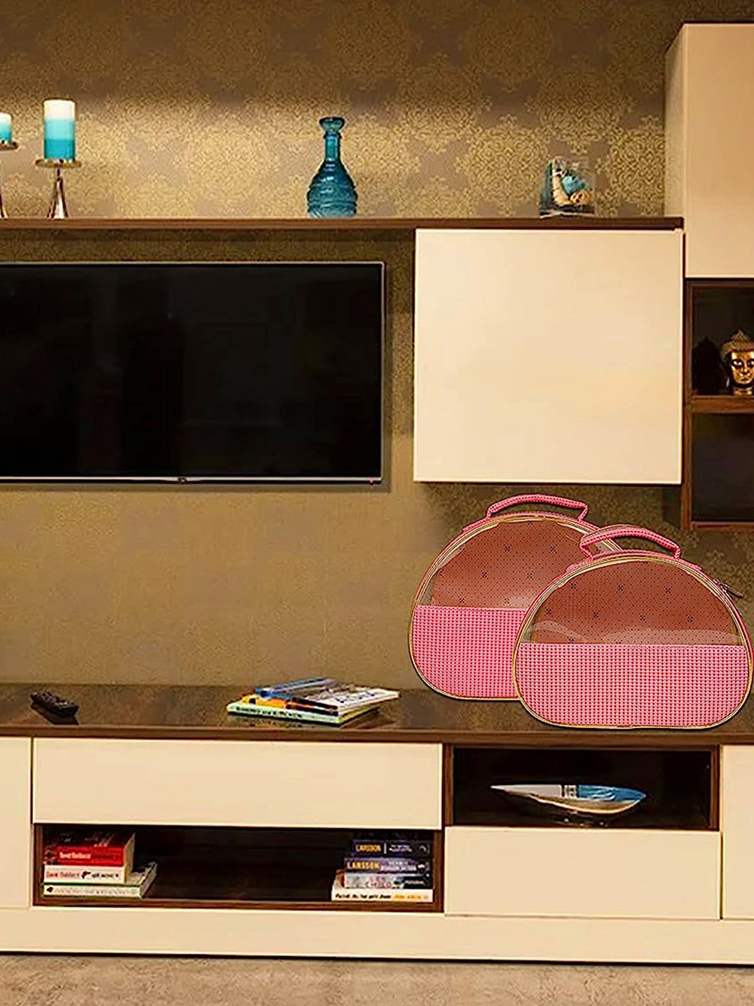atorakushon Pink 2-Pieces Self-Designed Makeup Organisers