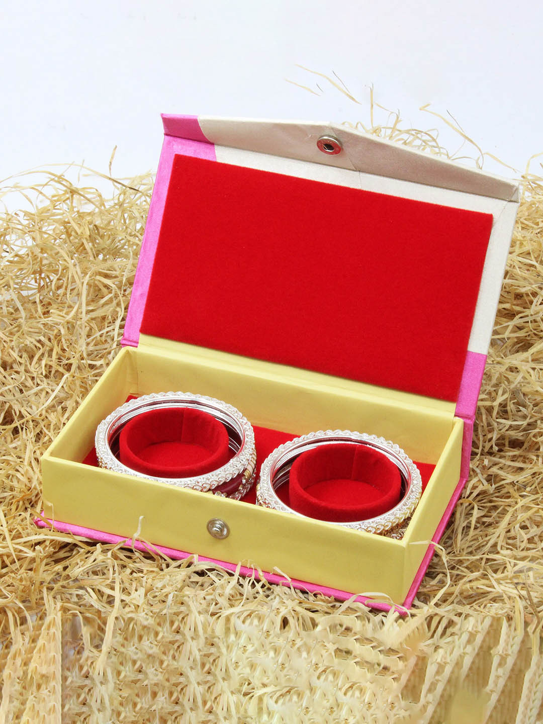 atorakushon Pink 6-Pieces Colourblocked Bangle Storage Jewellery Organizer Boxes