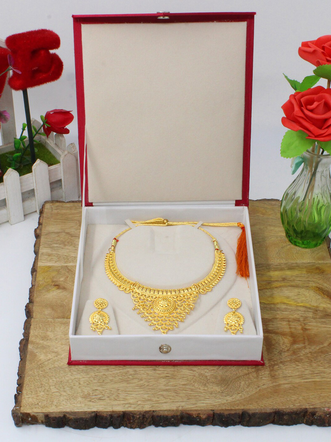 atorakushon Maroon Solid Necklace Box Jewellery Organiser