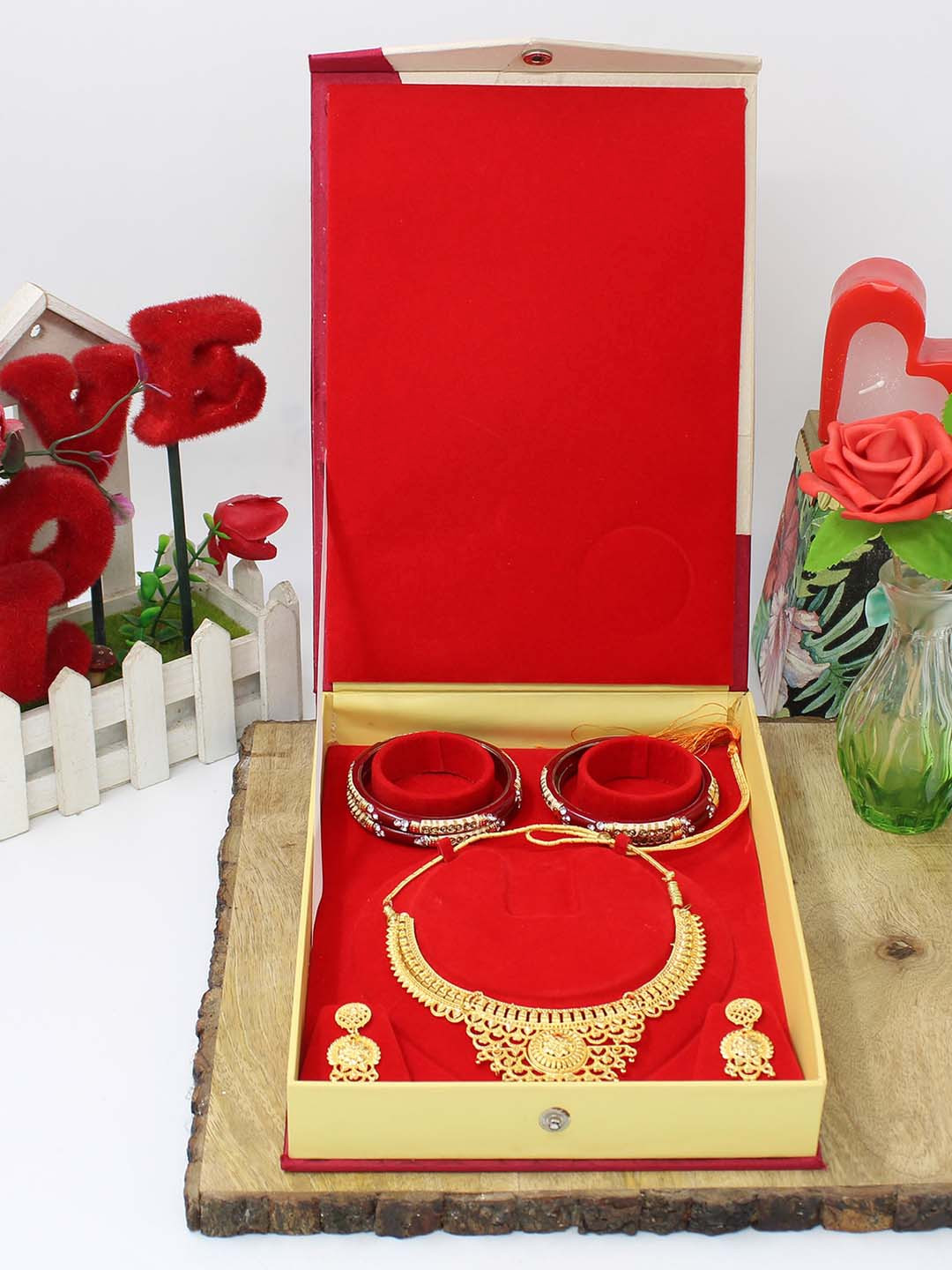 atorakushon Cream-Coloured 2 Pieces Jewellery Storage Organiser Necklace Boxes