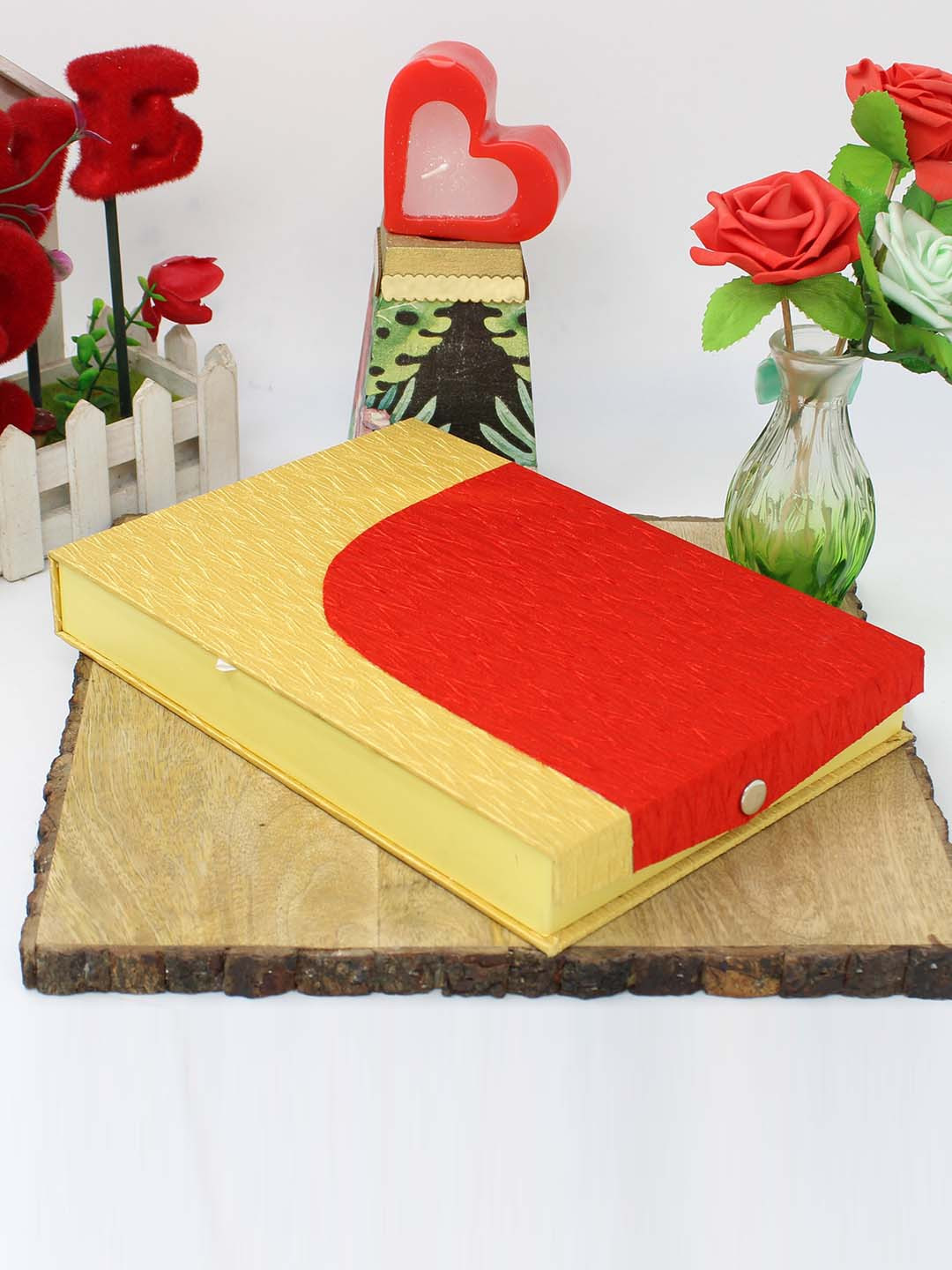 atorakushon Yellow & Red 4 Pieces Colourblocked Jewellery Storage Organiser Necklace Boxes