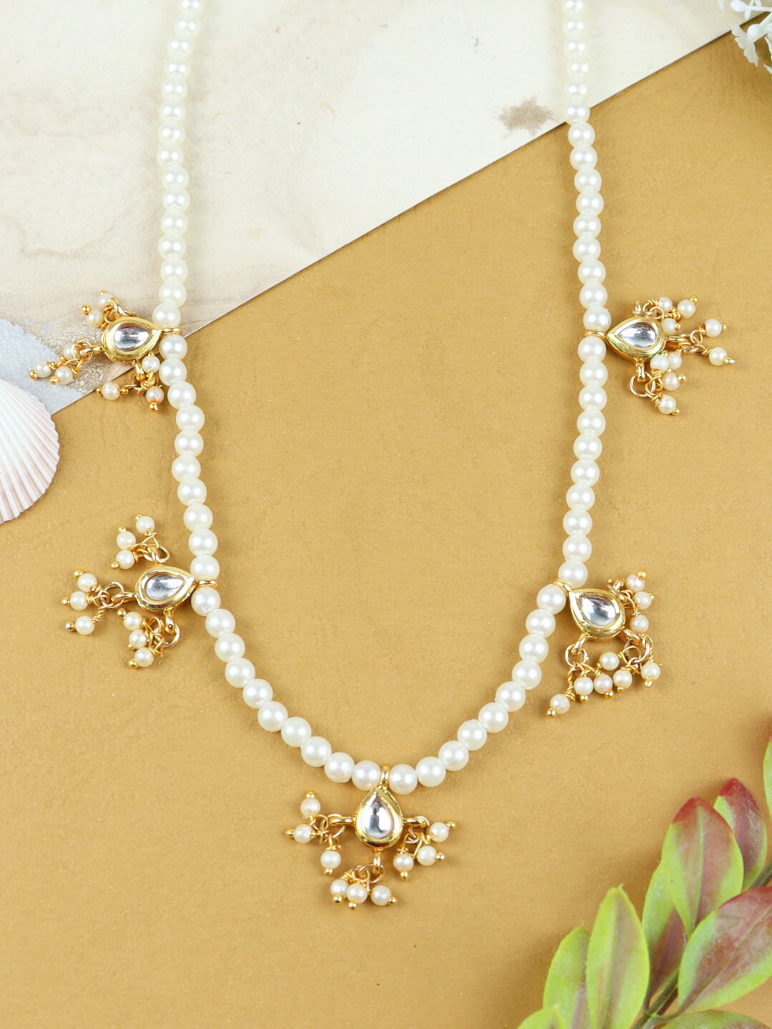 Asthetika Kids Girls Gold-Plated Kundan Necklace