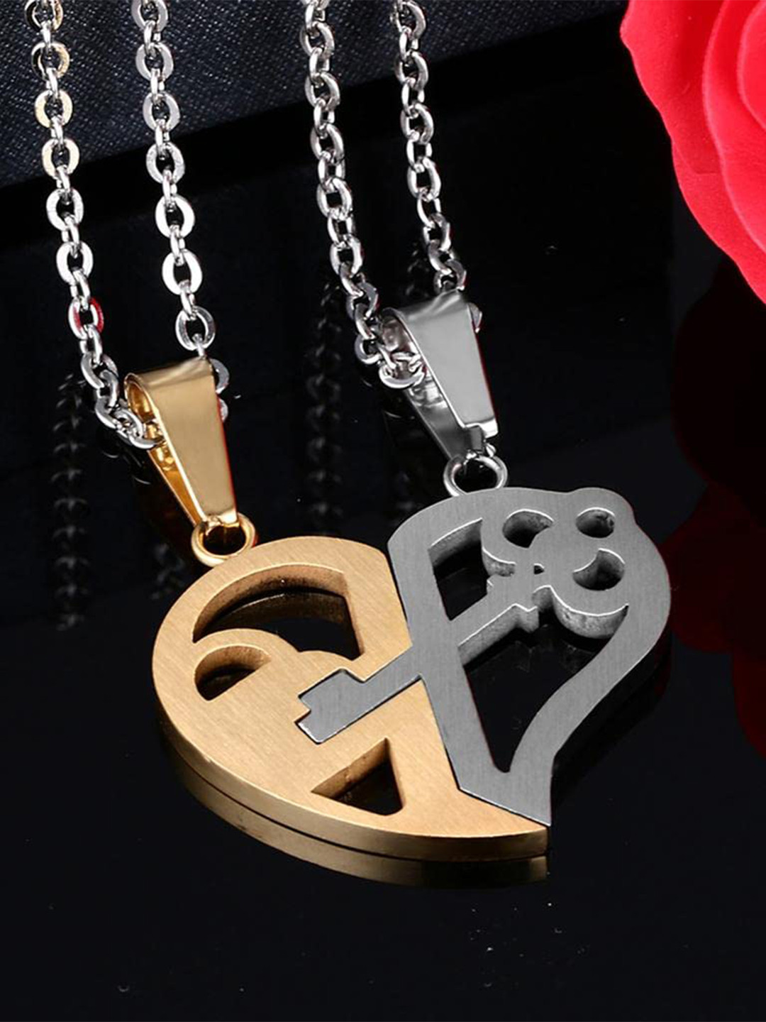 VIEN Best Friend Split Heart Pendant Necklace