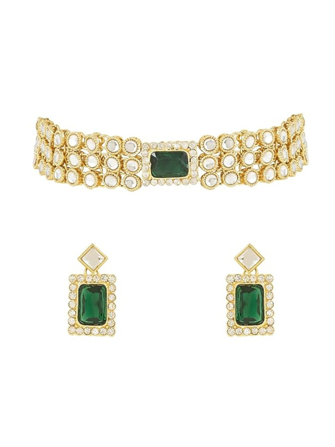 I Jewels Gold-Plated Kundan-Studded JewellerySet