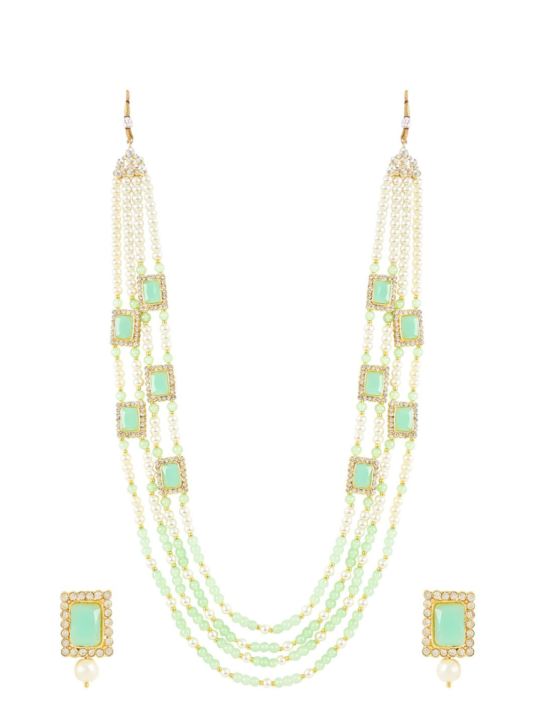 I Jewels Gold-Plated Kundan-Studded & Beaded Layered Jewellery Set