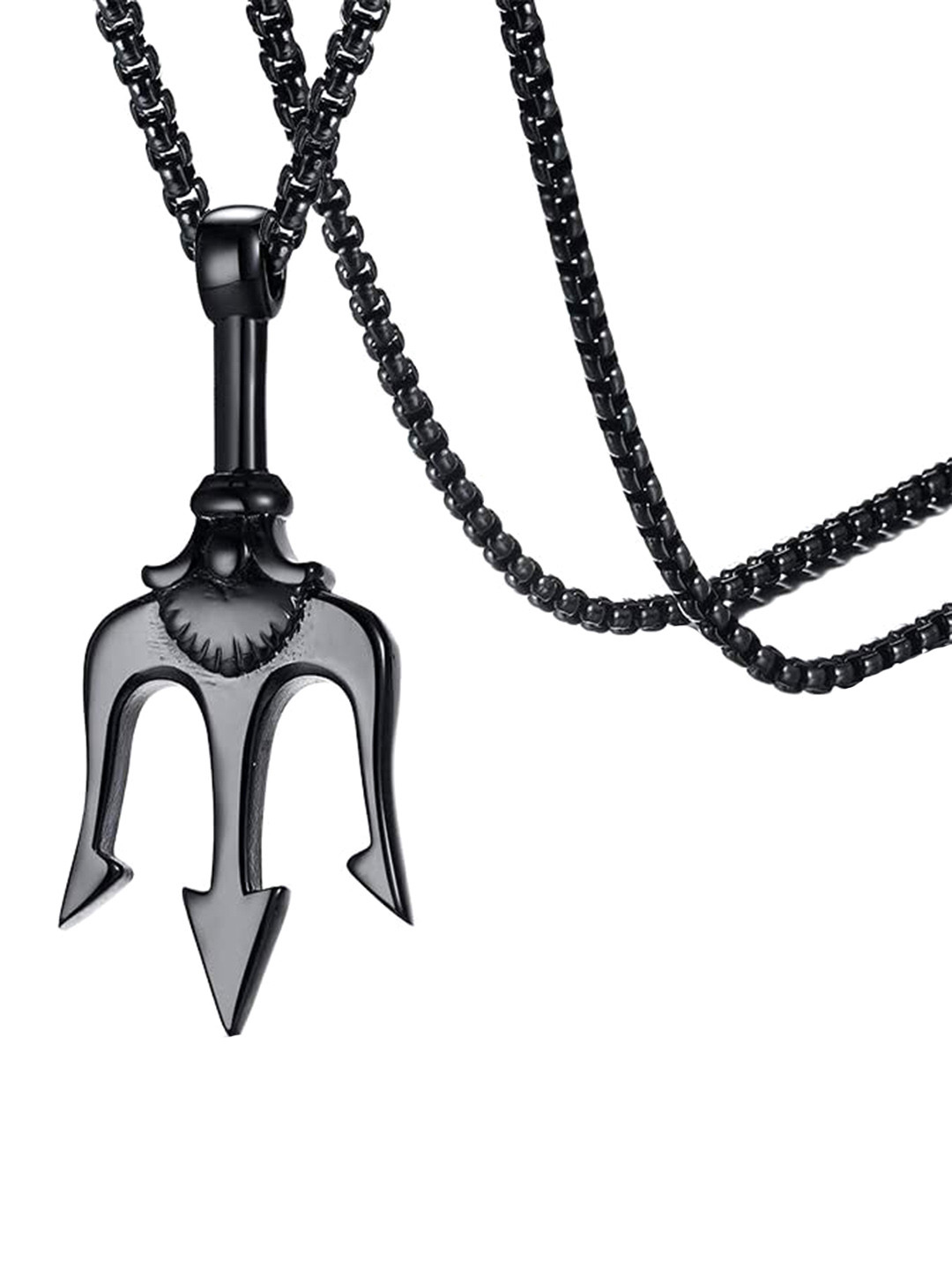 MEENAZ Silver-Plated Trident Pendant WithChain