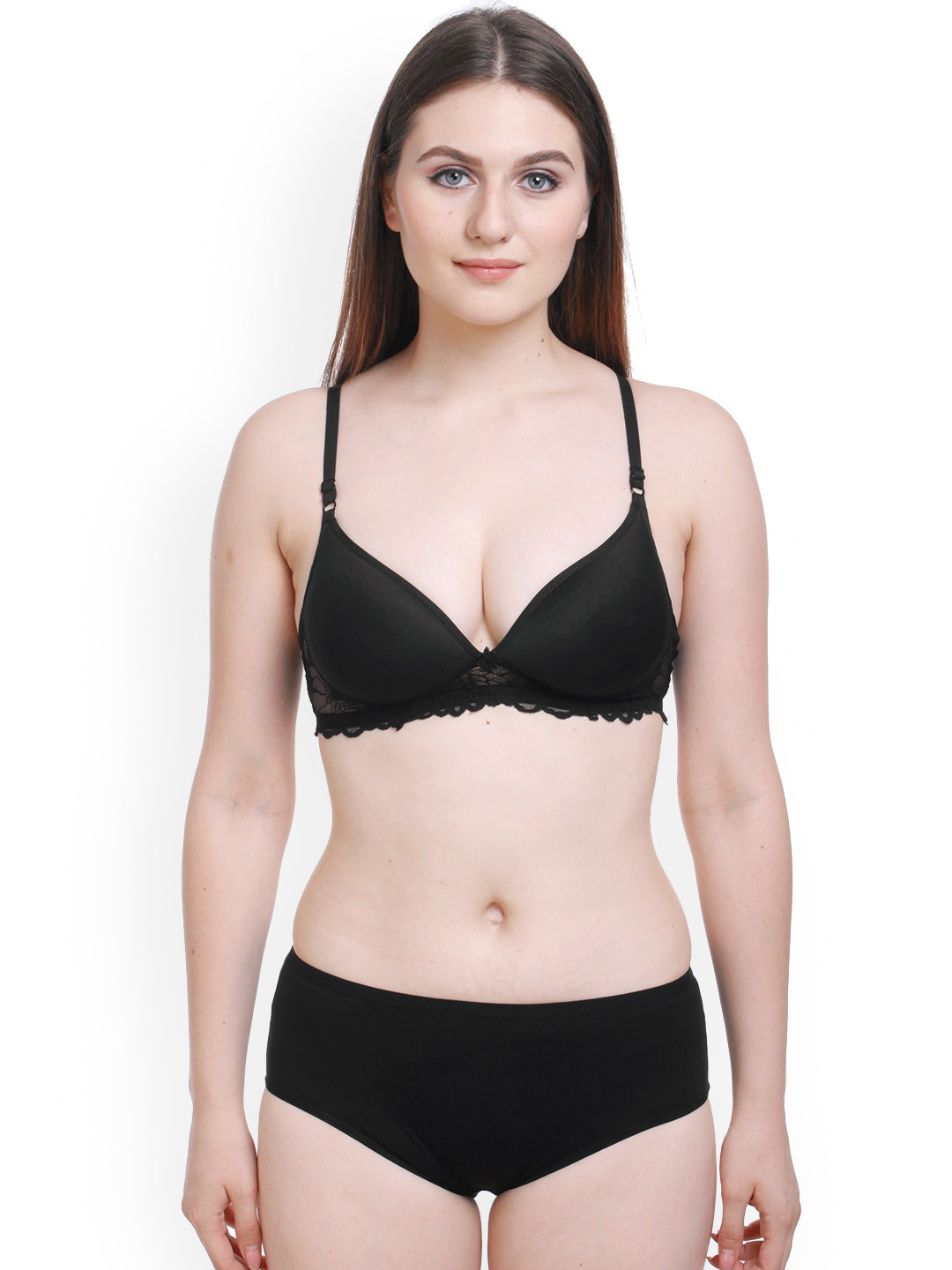 AROUSY Laced Non-Padded Cotton Lingerie Set BY_Pd Set_Black_34