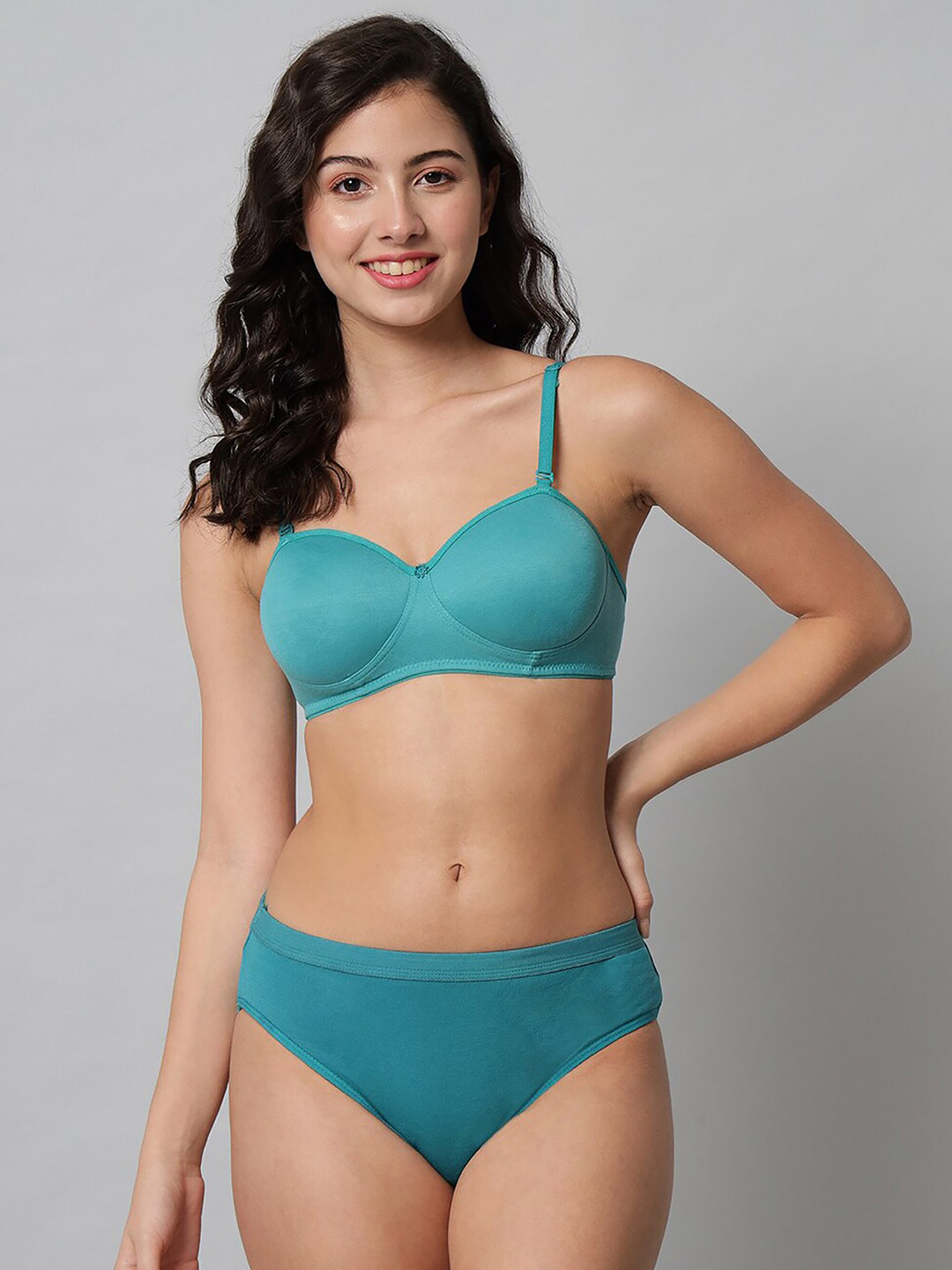 AROUSY Non-Wired Cotton Lingerie Set BY_Demi Set_Blue_36