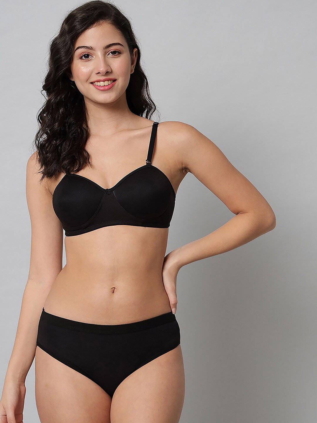 AROUSY Non-Wired Cotton Lingerie Set BY_Demi Set_Black_32