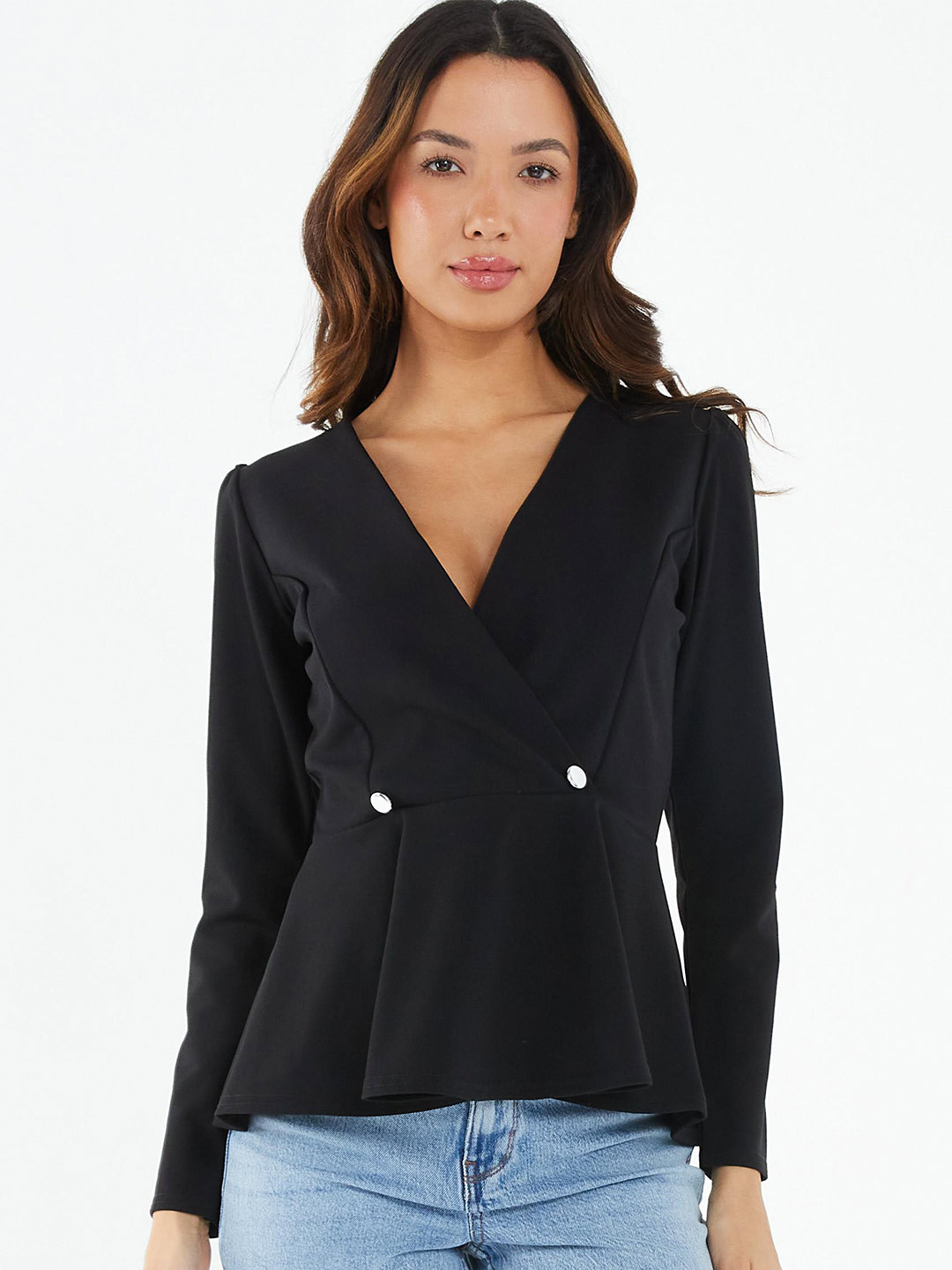 QUIZ V-Neck Peplum Top