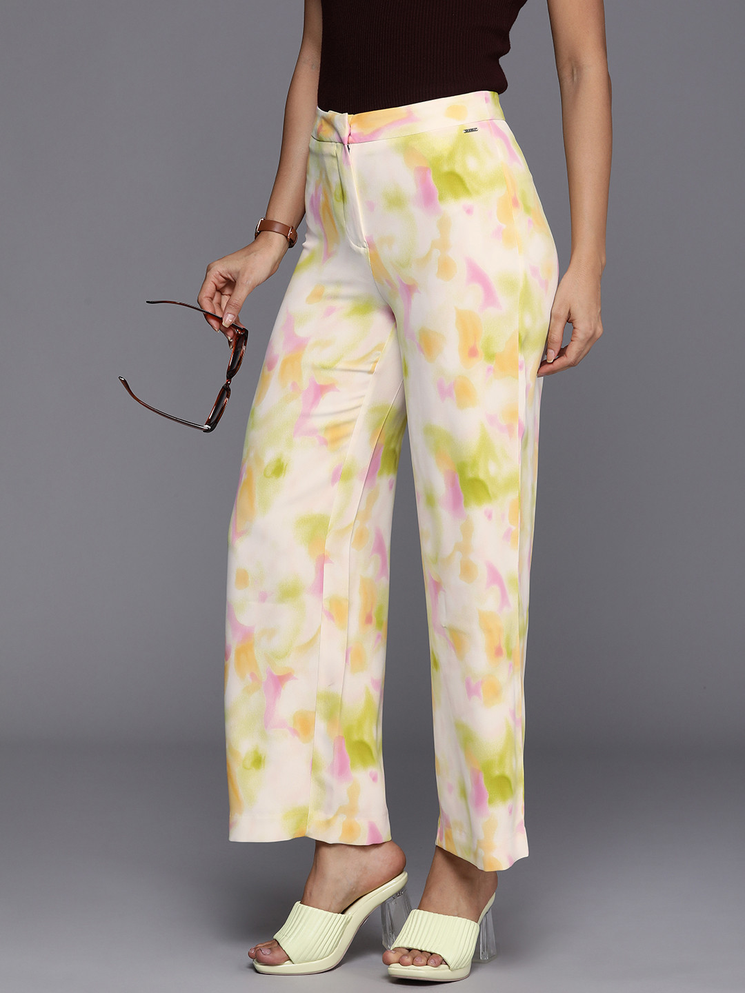 Allen Solly Woman Women Tie and Dye Printed Slim Fit High-Rise Trousers