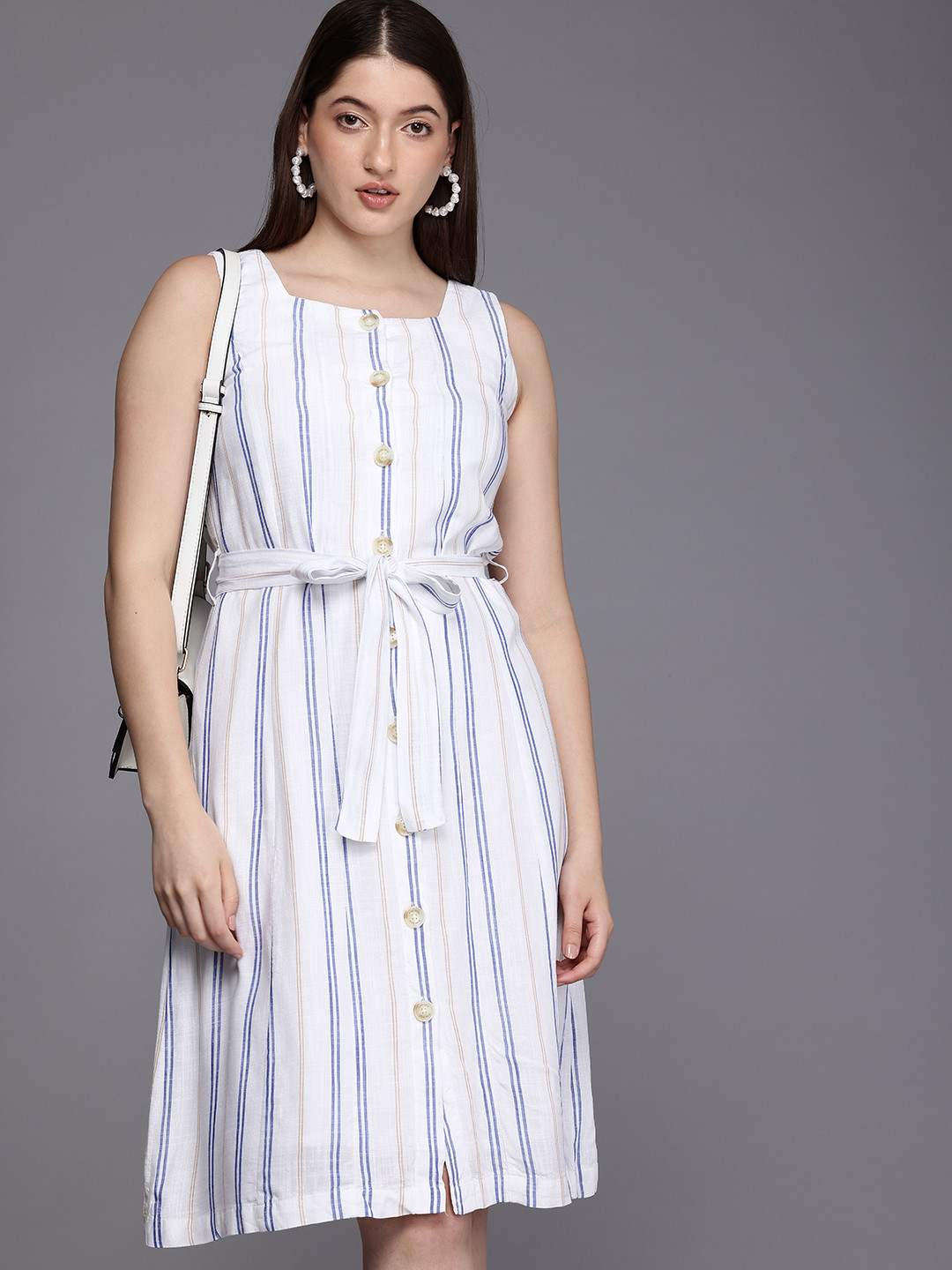 Allen Solly Woman Striped A-Line Dress