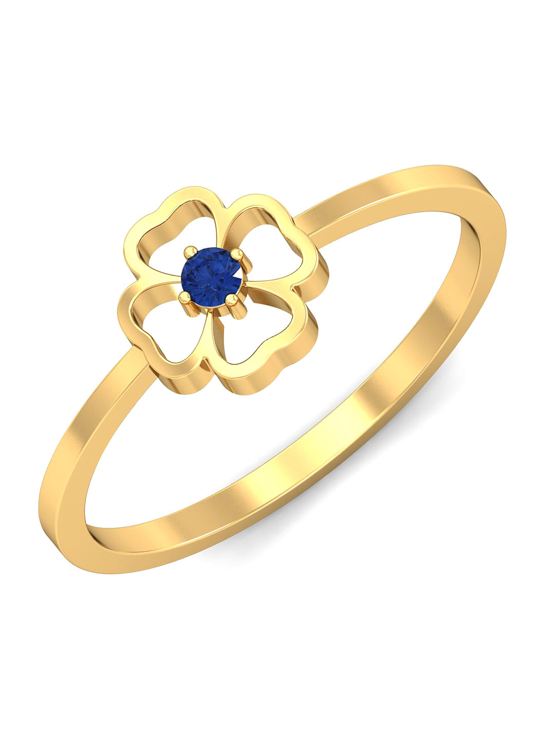KUBERBOX Fianza 18KT Gold Sapphire Ring-1.8gm