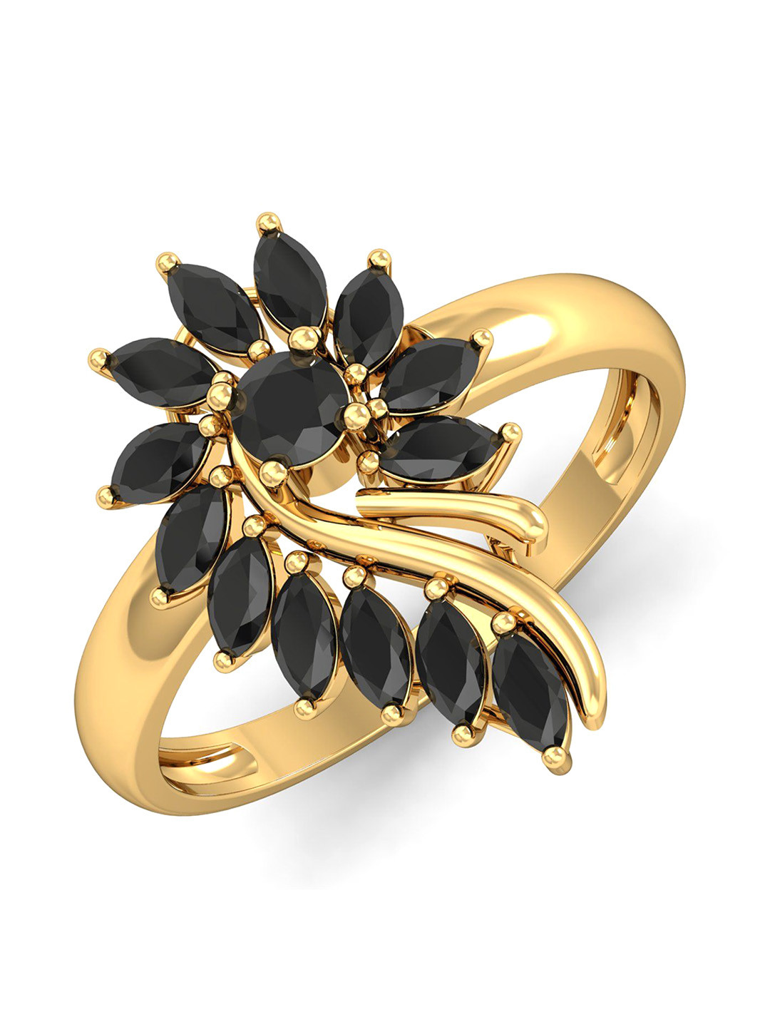 KUBERBOX Valerie 18KT Gold Onyx Ring-3.42gm