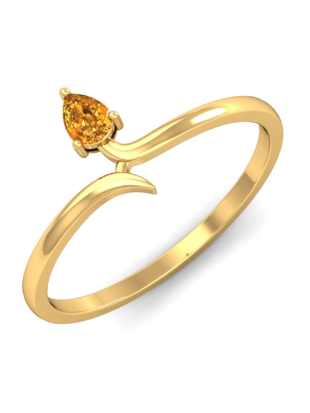KUBERBOX Flawless 18KT Gold Citrine Ring-1.44gm