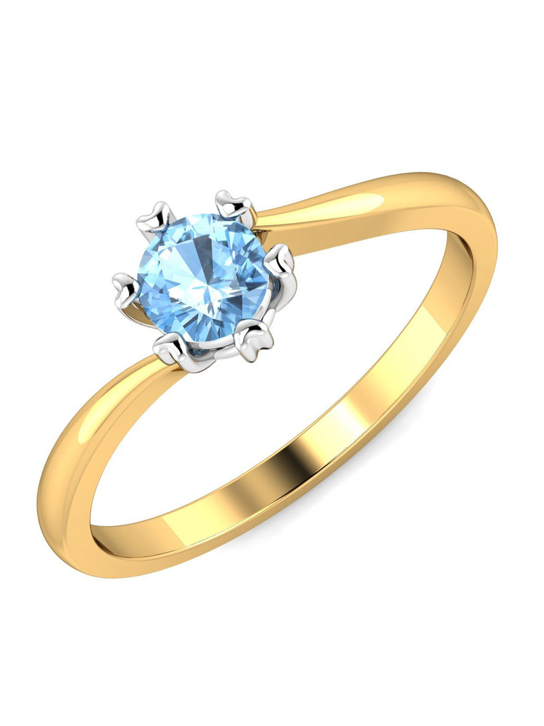 KUBERBOX 18KT Gold Aquamarine Studded Ring - 2.38 g