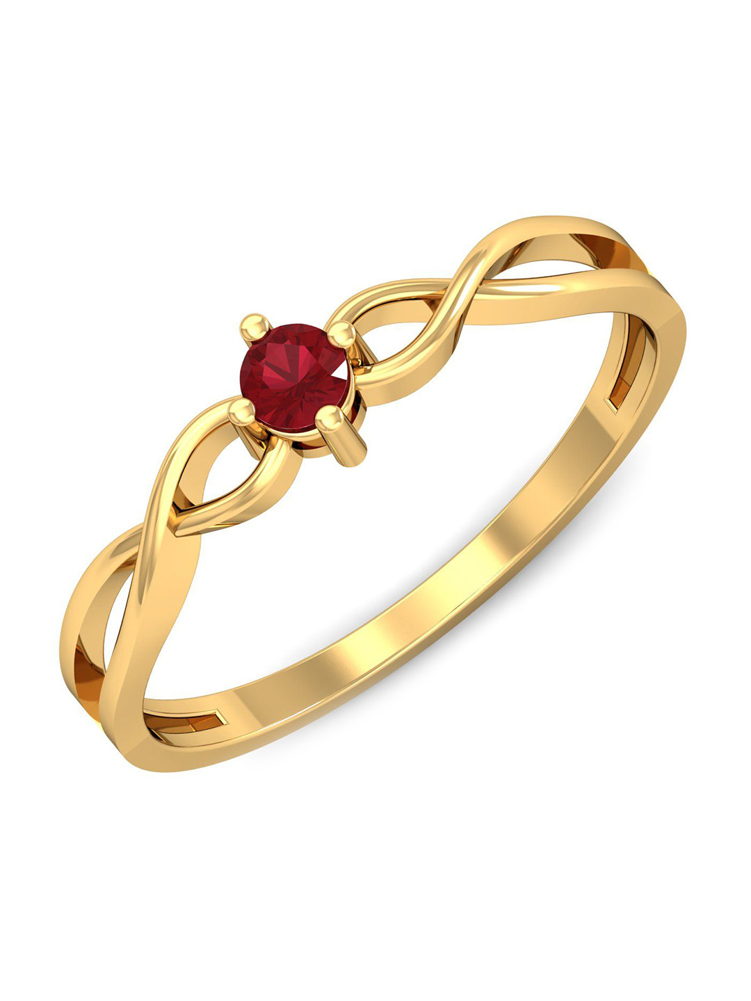 KUBERBOX Eccentric 18KT Gold Ruby Ring-1.58gm