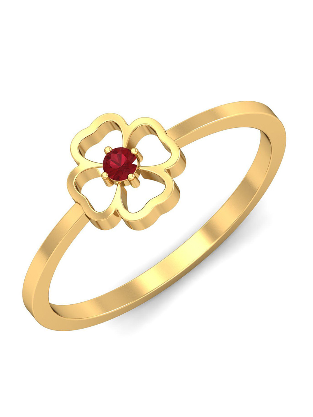 KUBERBOX Fianza 18KT Gold Ruby Finger Ring-1.89gm