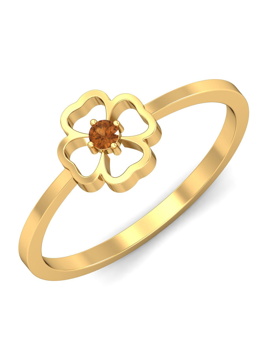 KUBERBOX Fianza 18KT Gold Citrine Ring-1.8gm