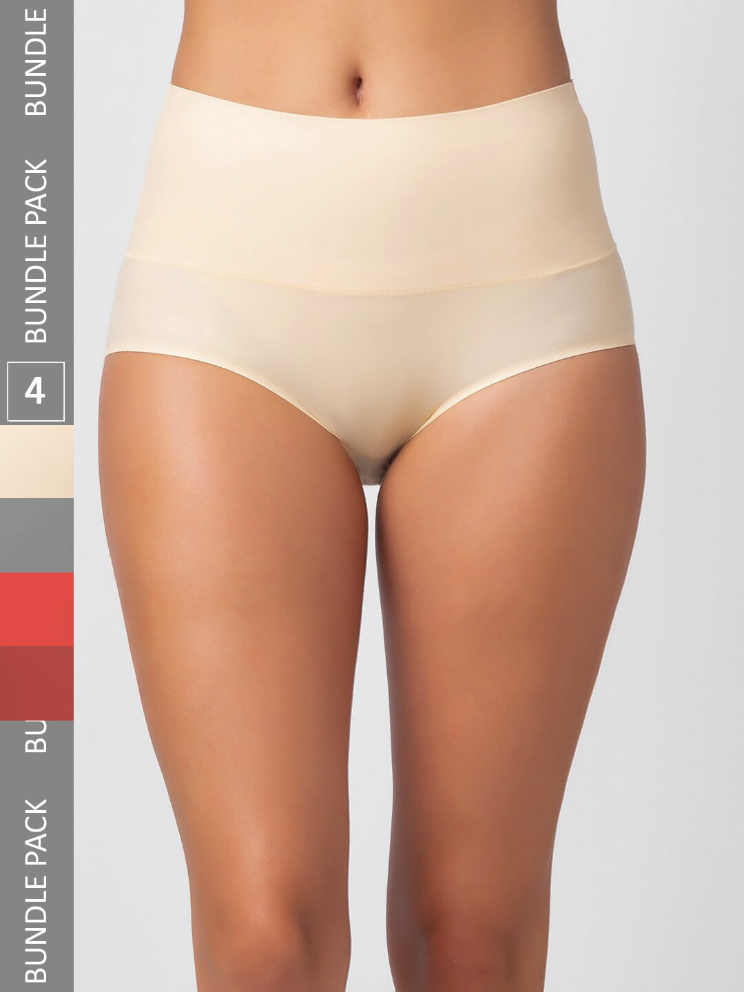 NOIRA Pack Of 4 Assorted High-Rise Tummy Tucker Hipster Briefs 873_SGMR_NO