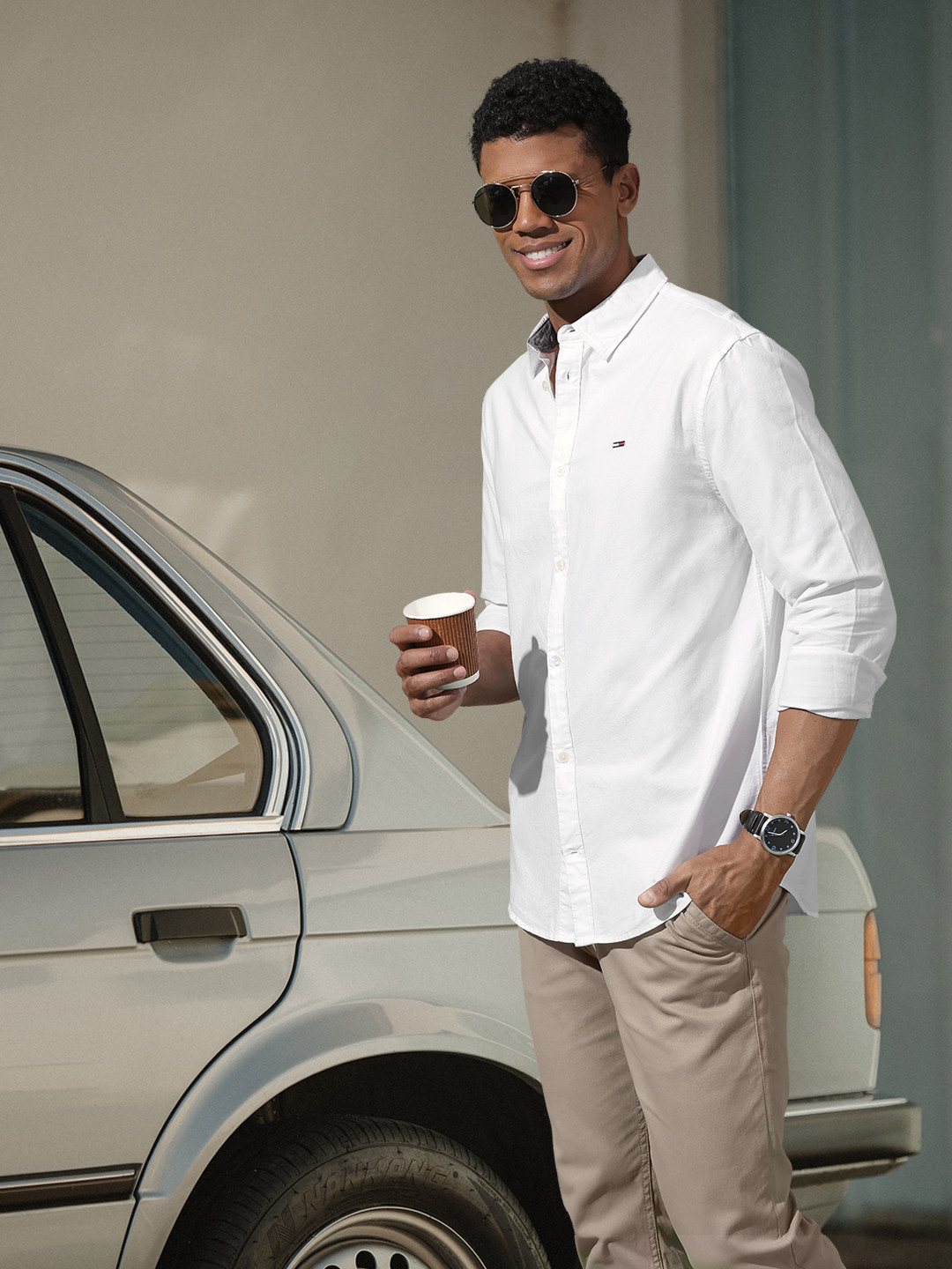 Tommy Hilfiger Pure Cotton Full Sleeves Solid Casual Shirt